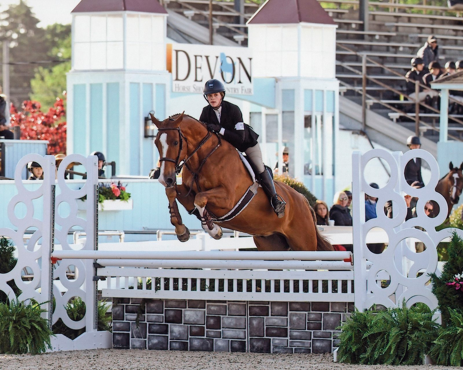 A rider jumping at the Devon Horse Show